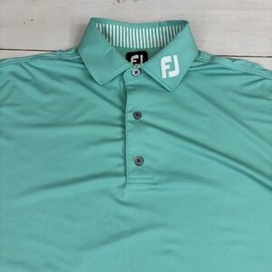FootJoy Golf Polo Shirt Mens M Green Solid Stretch FJ Collar